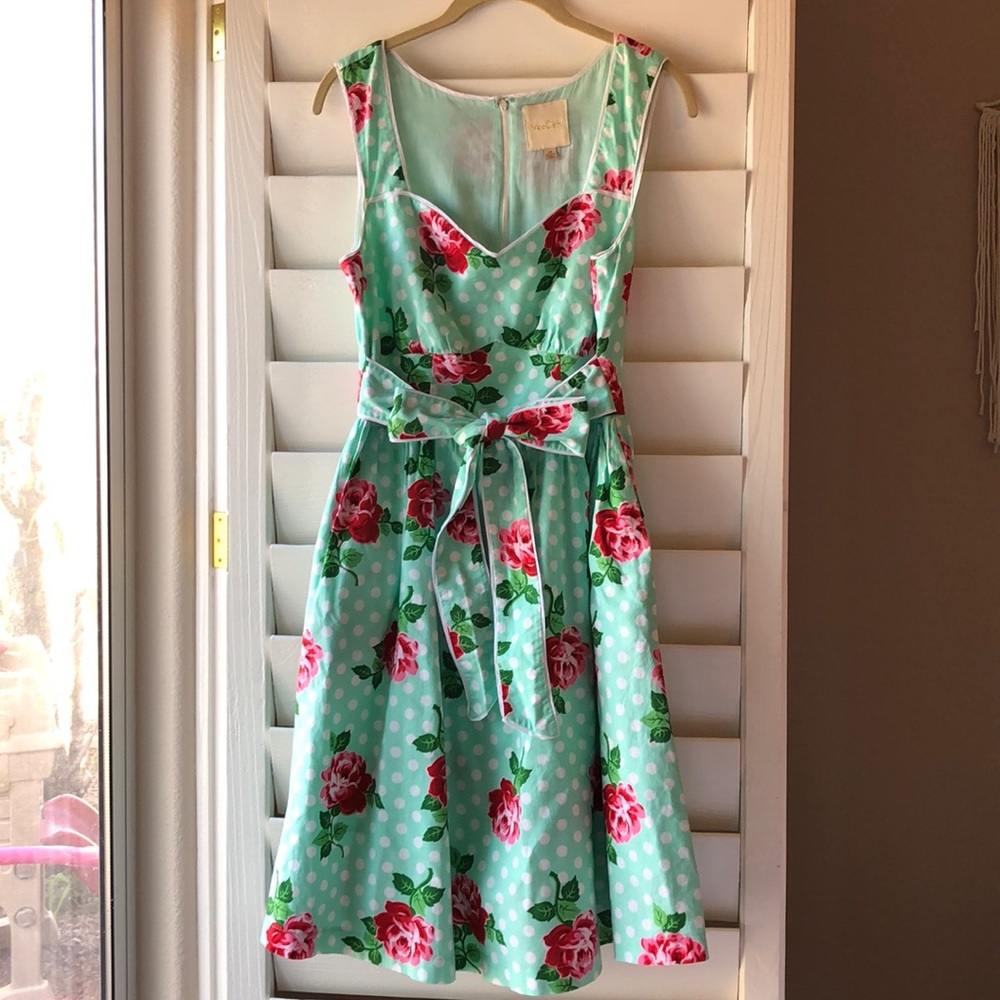 Modcloth Mint Green Floral Dress